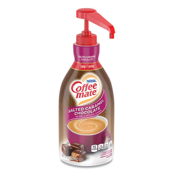 Coffee mate® Liquid Creamer Pump Bottle, Salted Caramel Chocolate, 1.5 Liter (NES79976)