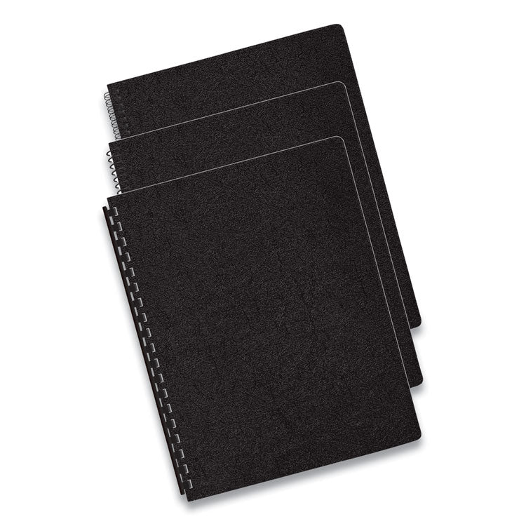 Fellowes® Executive Leather-Like Presentation Cover, Black, 11.25 x 8.75, Unpunched, 50/Pack (FEL52146)