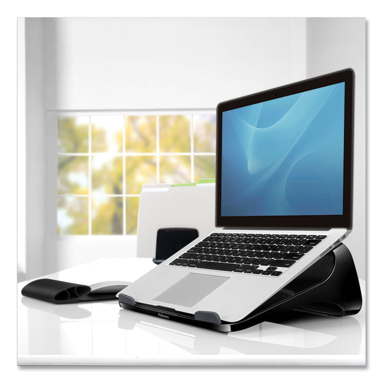 Fellowes® I-Spire Series Laptop Lift, 13.19" x 9.31" x 4.13", Black/Gray, Supports 10 lbs (FEL9472401) Each