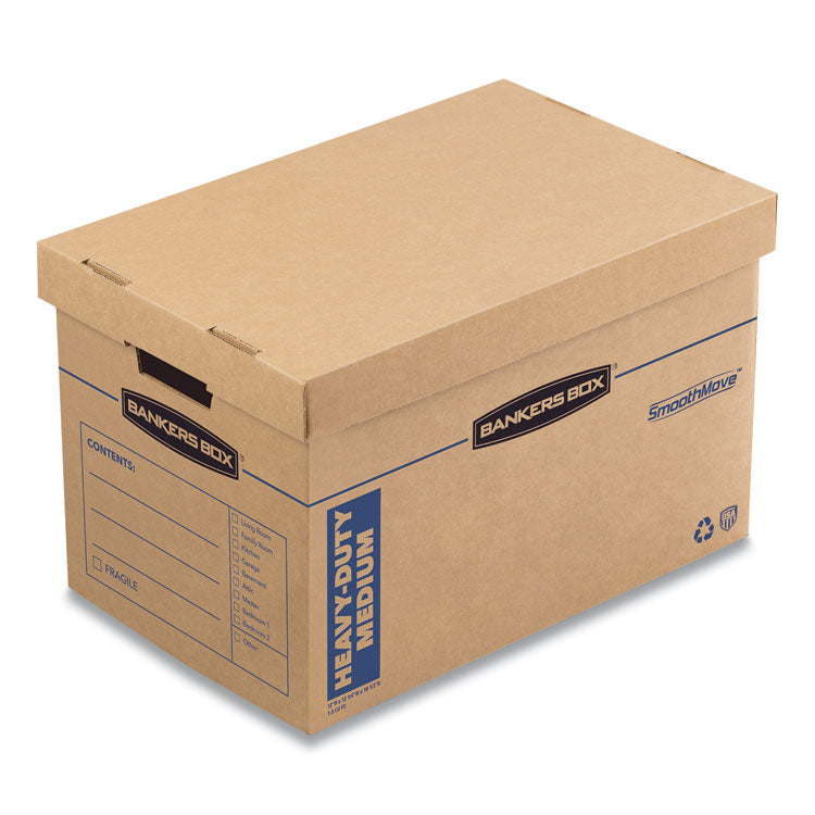 Bankers Box® SmoothMove Maximum Strength Moving Boxes, Half Slotted Container (HSC), Medium, 12.25" x 18.5" x 12", Brown/Blue, 8/Pack (FEL7710301) Case of 8