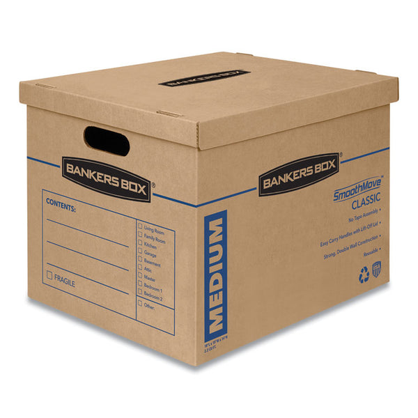 Bankers Box® SmoothMove Classic Moving/Storage Boxes, Half Slotted Container (HSC), Medium, 15" x 18" x 14", Brown/Blue, 8/Carton (FEL7717201) Case of 8