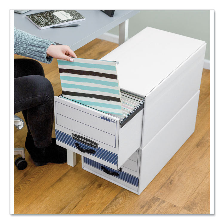 Bankers Box® STOR/DRAWER STEEL PLUS Extra Space-Savings Storage Drawers, Letter Files, 14" x 25.5" x 11.5", White/Blue, 6/Carton (FEL00311) Carton of 6