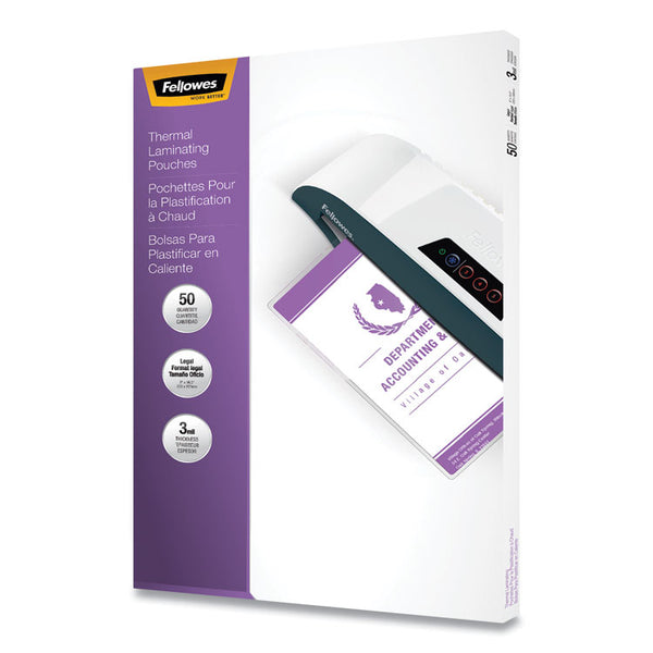 Fellowes® Laminating Pouches, 3 mil, 9" x 14.5", Gloss Clear, 50/Pack (FEL52226)