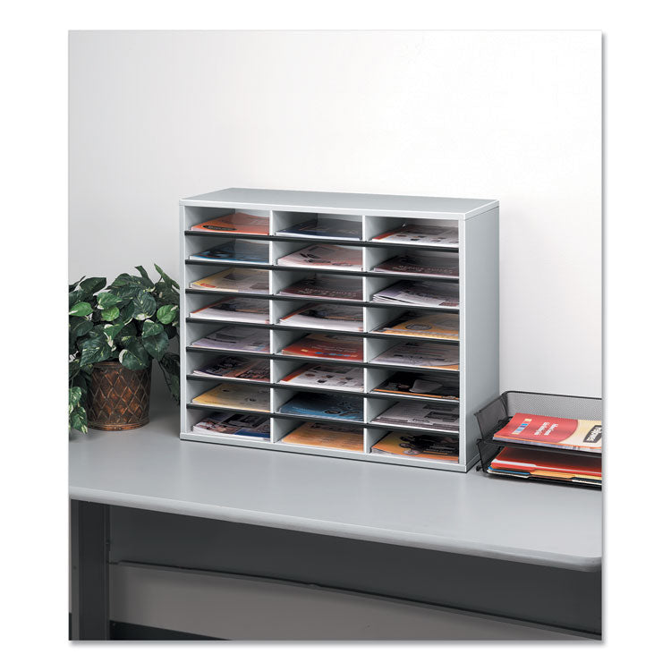 Fellowes® Literature Organizer, 24 Letter Compartments, 29 x 11.88 x 23.44, Dove Gray (FEL25041)