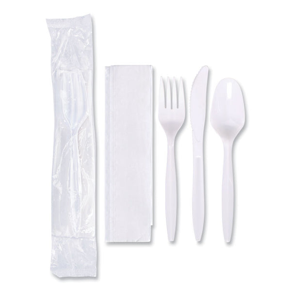 Hoffmaster® Economy Cutlery Kit, Fork/Knife/Spoon/Napkin, White, 250/Carton (HFM117799)