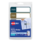 Avery® Flexible Self-Adhesive Mini Name Badge Labels, 1 x 3.75, Hello, Assorted, 100/Pack (AVE5154)