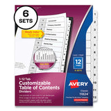 Avery&reg; Customizable Table of Contents Ready Index Black and White Dividers, 12-Tab, 1 to 12, 11 x 8.5, 6 Sets (AVE11824)