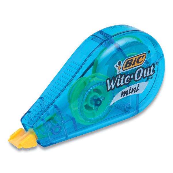 BIC® Wite-Out Brand Mini Correction Tape, Non-Refillable, Blue/Purple/Yellow Applicators, 0.2" x 314.4", 6/Pack (BICWOTMP61WHI)