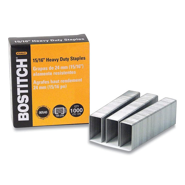 Bostitch® Heavy-Duty Premium Staples, 0.94" Leg, 0.5" Crown, Carbon Steel, 1,000/Box (BOSSB351516HC1M)