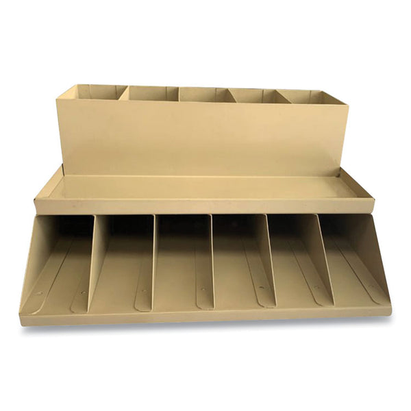 CONTROLTEK® Coin Wrapper and Bill Strap 2-Tier Rack, 11 Compartments, 9.38 x 8.13 4.63, Plastic, Pebble Beige (CNK500013)