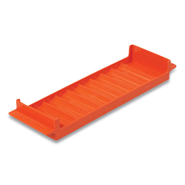 CONTROLTEK® Stackable Plastic Coin Tray, Quarters, 10 Compartments, Denomination and Capacity Etched On Side, Stackable, Orange (CNK560563EA)