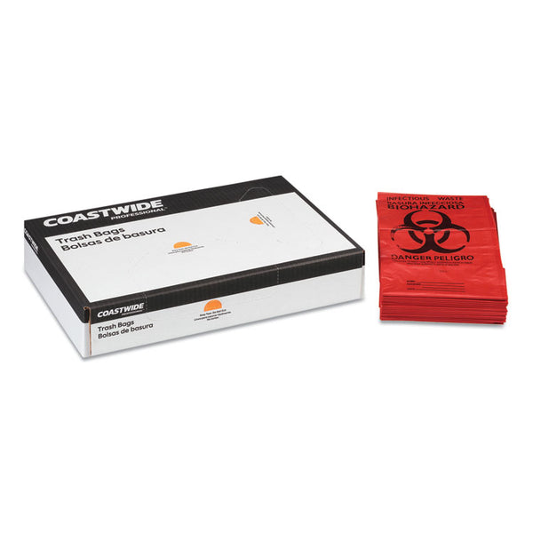 Coastwide Professional™ Biohazard Can Liners, 33 gal, 33 x 39, Red, 150/Carton (CWZ342592)