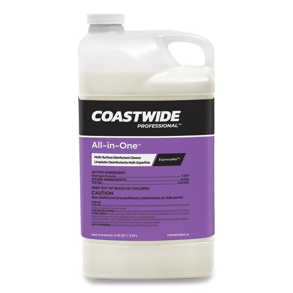 Coastwide Professional™ All-in-One Multi-Surface Disinfectant Cleaner Concentrate for ExpressMix Systems, Unscented, 3.25 L Bottle, 2/Carton (CWZ24321410)