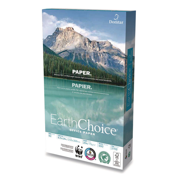 Domtar EarthChoice Office Paper, 92 Bright, 20 lb Bond Weight, 8.5 x 14, White, 500/Ream (DMR2702RM) 1 RM
