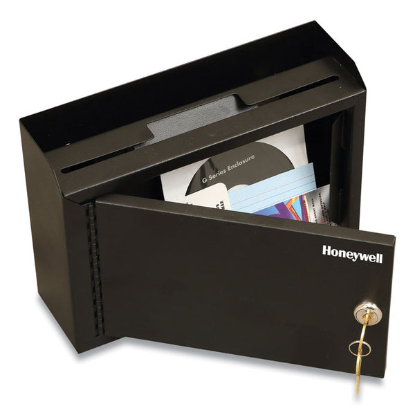 Honeywell Drop Box Safe with Keys, 9.9 x 3 x 7.1, 0.12 cu ft, Black (HWL6204) Each