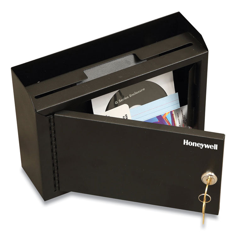 Honeywell Drop Box Safe with Keys, 9.9 x 3 x 7.1, 0.12 cu ft, Black (HWL6204) Each
