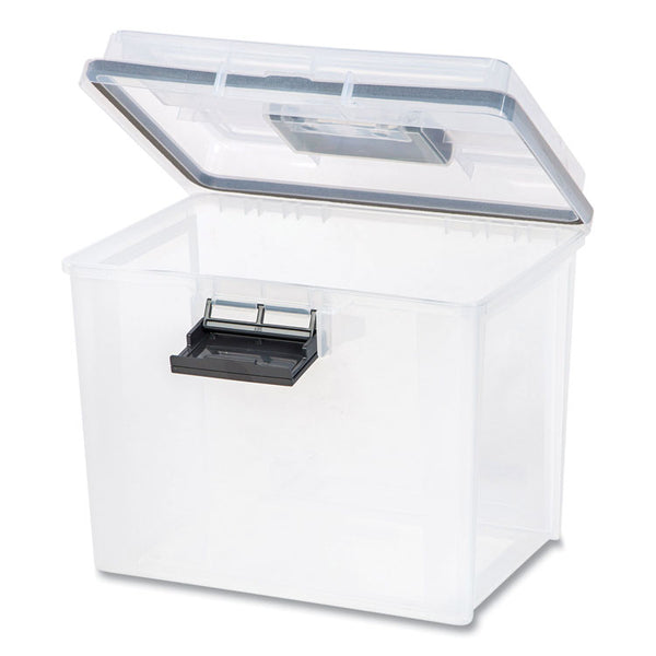 IRIS WEATHERTIGHT Portable File Box, Letter Files, 13.7 x 10.4 x 11.8, Clear/Gray Accents (IRS110351) Each