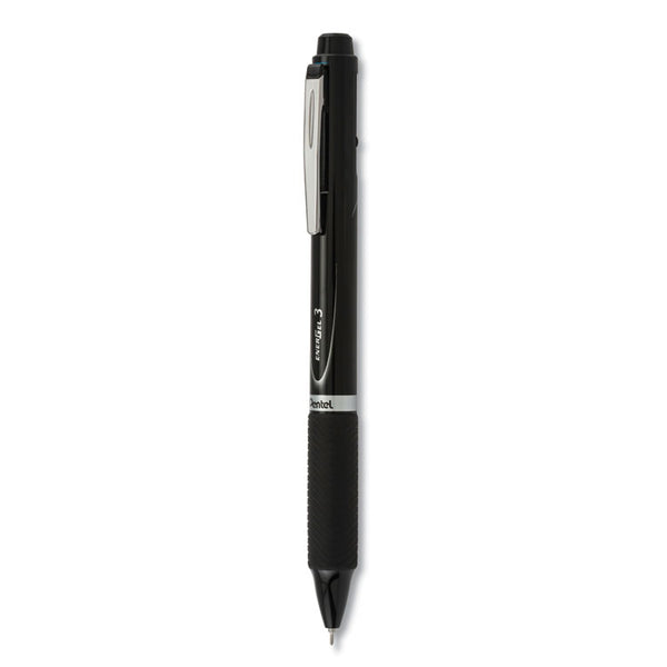 Pentel® EnerGel 3 Multi-Color Gel Pen, Retractable, Fine 0.5 mm, Black/Blue/Red Ink, Black Barrel (PENBLC35A)