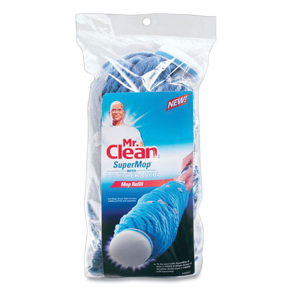 Mr. Clean® SuperMop with Magic Eraser Mop Refill, Cotton, Blue (PGC446997)