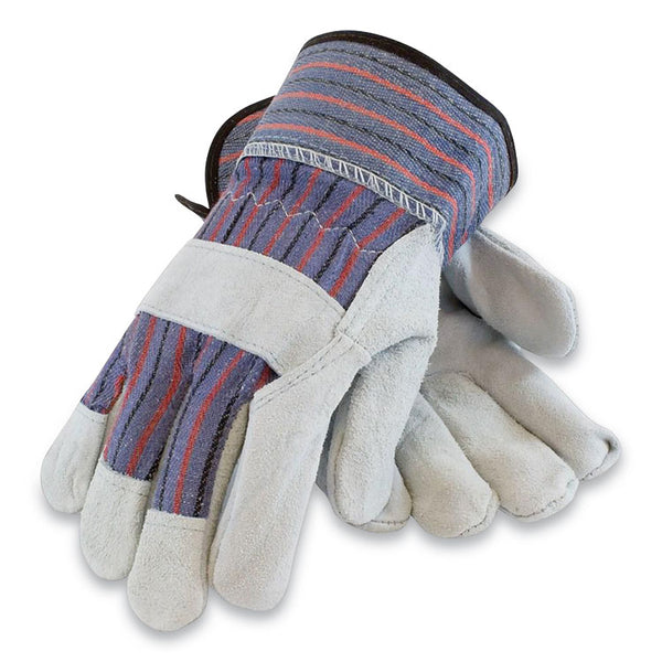 PIP Shoulder Split Cowhide Leather Palm Gloves, B/C Grade, Large, Blue/Gray, 12 Pairs (PID847532L)