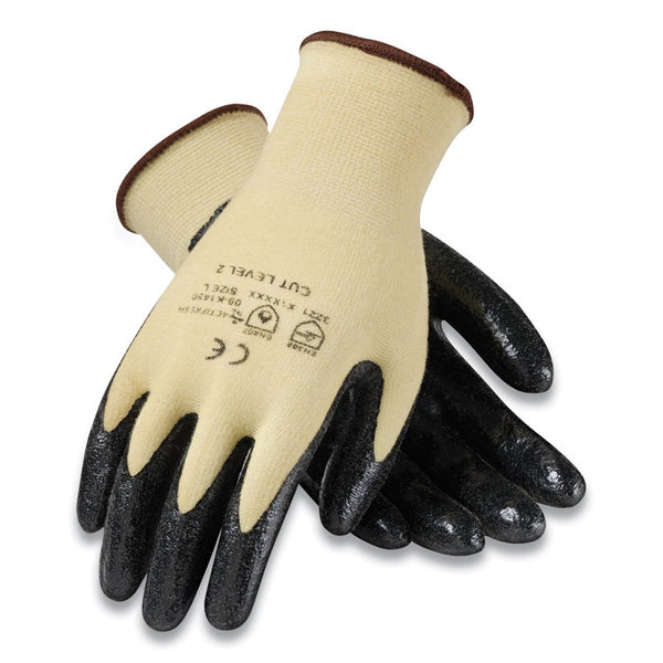 G-Tek® KEV Seamless Knit Kevlar Gloves, X-Large, Yellow/Black, 12 Pairs (PID09K1450XL)
