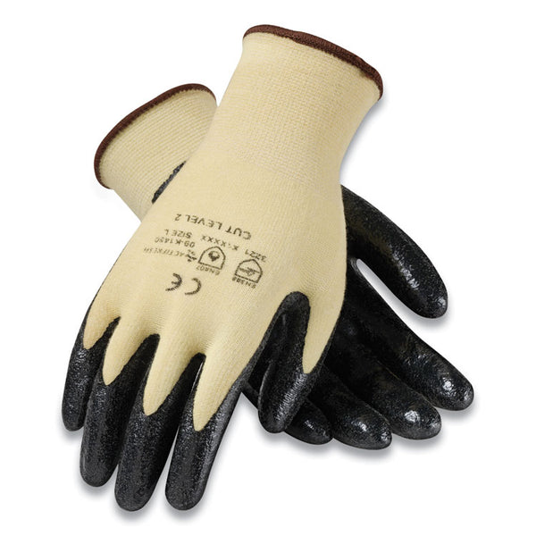 G-Tek® KEV Seamless Knit Kevlar Gloves, Small, Yellow/Black, 12 Pairs (PID09K1450S)