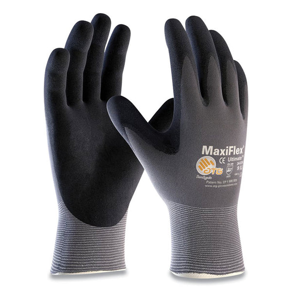 MaxiFlex® Ultimate Seamless Knit Nylon Gloves, Nitrile Coated MicroFoam Grip on Palm and Fingers, Medium, Gray, 12 Pairs (PID34874M)