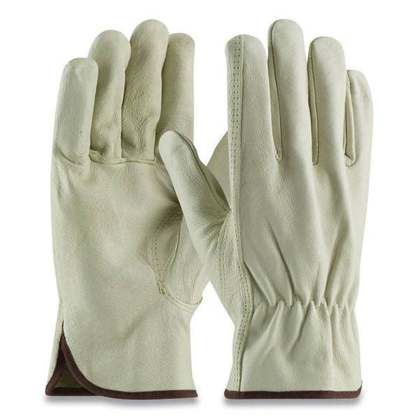 PIP Top-Grain Pigskin Leather Drivers Gloves, Economy Grade, Large, Gray (PID70361L)