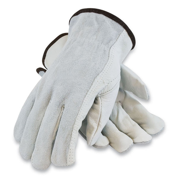 PIP Top-Grain Leather Drivers Gloves with Shoulder-Split Cowhide Leather Back, X-Large, Gray (PID68161SBXL)