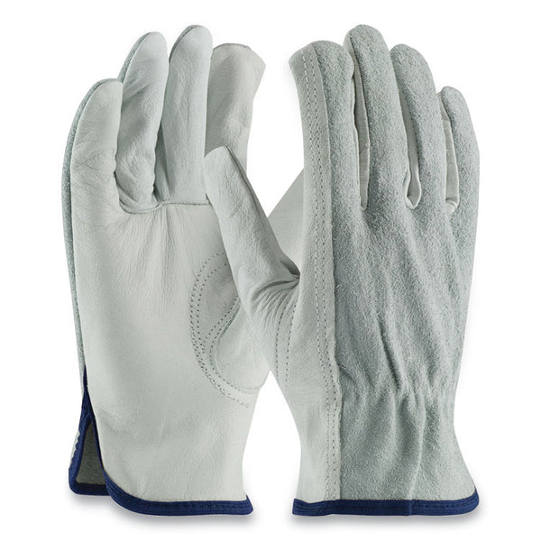 PIP Top-Grain Leather Drivers Gloves with Shoulder-Split Cowhide Leather Back, X-Large, Gray (PID68161SBXL)
