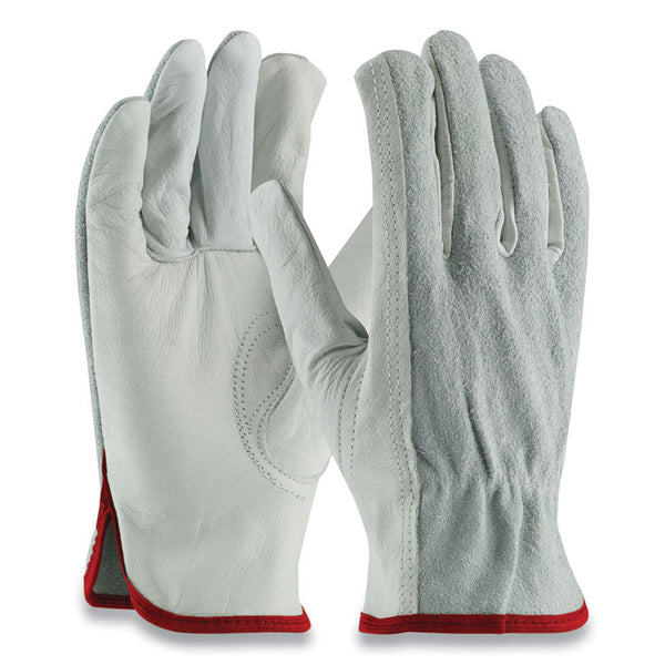 PIP Top-Grain Leather Drivers Gloves with Shoulder-Split Cowhide Leather Back, Small, Gray (PID68161SBS)