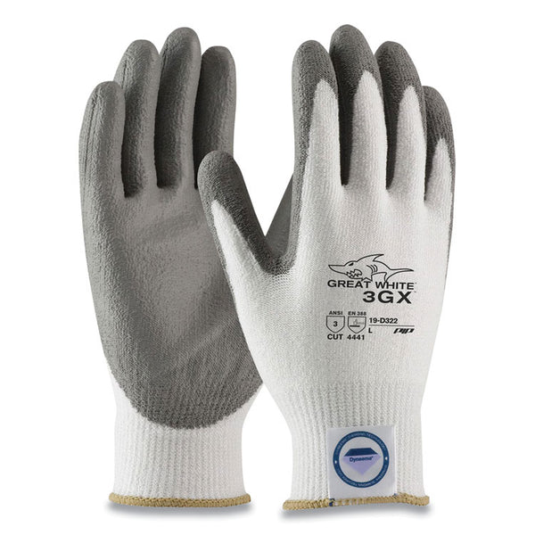 PIP Great White 3GX Seamless Knit Dyneema Diamond Blended Gloves, Medium, White/Gray (PID19D322M)