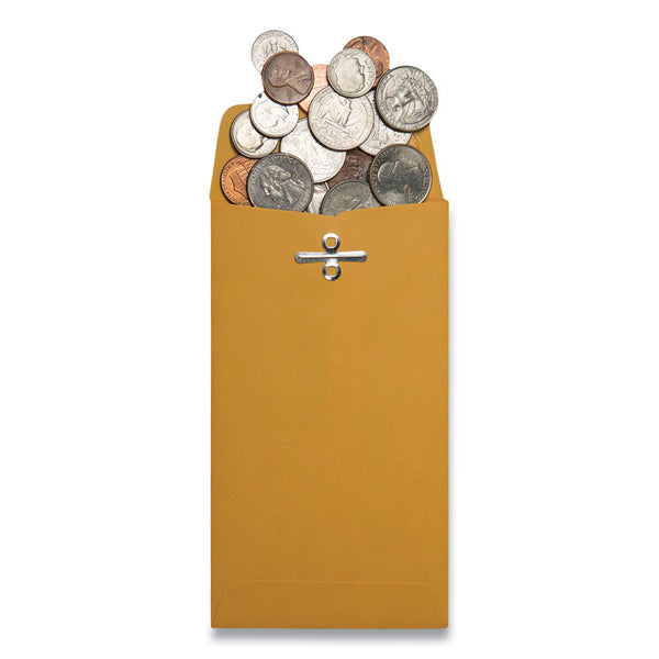Quality Park™ Kraft Coin and Small Parts Envelope, #6, Square Flap, Clasp/Gummed Closure, 3.38 x 6, Brown Kraft, 100/Box (QUA37010) Box of 100