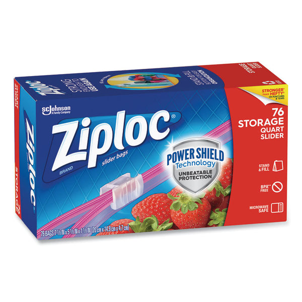 Ziploc® Slider Storage Bags, 1 qt, 5.88" x 7.88", Clear, 76 Bags/Box, 9 Boxes/Carton (SJN316490)