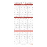 Universal® Three-Month Wall Calendar, 12 x 27, White/Red Sheets, 14-Month: Dec 2024 to Jan 2026 (UNV71003)