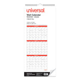 Universal® Three-Month Wall Calendar, 12 x 27, White/Red Sheets, 14-Month: Dec 2024 to Jan 2026 (UNV71003)