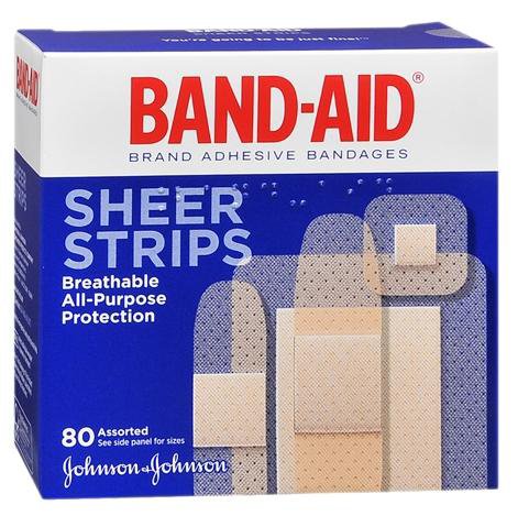 Band-Aid® Adhesive Strip 2-1/4 X 3 Inch / 3/4 X 3 Inch / 5/8 X 2-1/4 Inch / 7/8 X 7/8 Inch Plastic Assorted Shapes Sheer Sterile (680278_BX) 80/BX