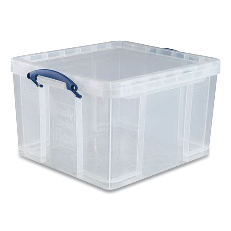 Really Useful Box® Snap-Lid Storage Bin, 11.09 gal, 17.31" x 20.5" x 12.25", Clear/Blue (RUA42LCL) Each