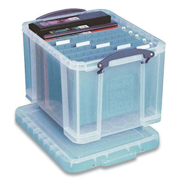 Really Useful Box® Stackable File Box, Legal Files, 14.5 x 18.5 x 12.75, Clear/Blue Accents (RUA32CL) Each