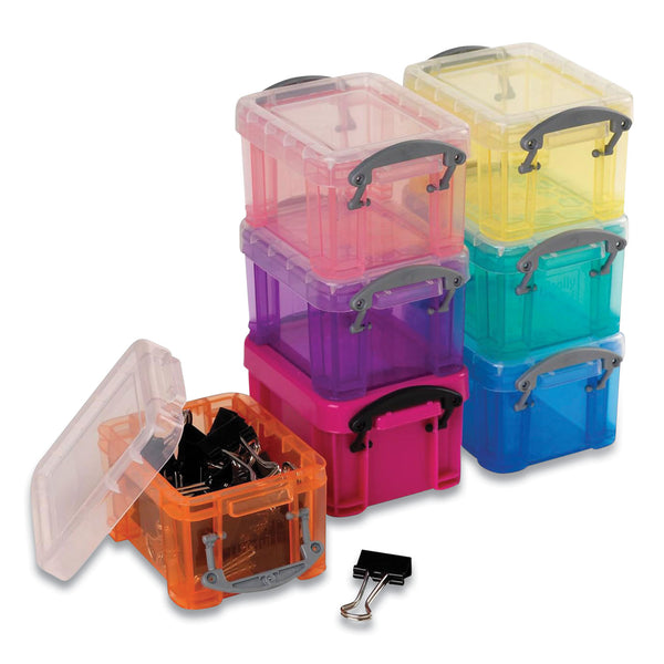 Really Useful Box® Snap-Lid Storage Bin, 0.03 gal, 1.75 x 2.25 x 1.5, Randomly Assorted Colors (RUA014MIXEDCOLS) Each