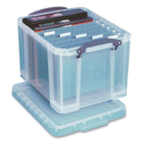 Really Useful Box® Snap-Lid Storage Bin, 8.45 gal, 14" x 18" x 12.25", Clear/Blue, 3/Pack (RUA32CPK3CB) Each