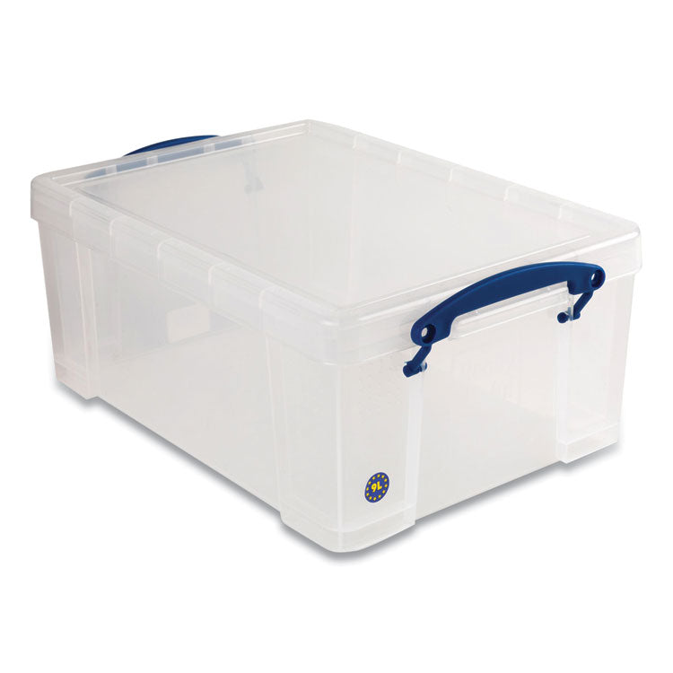 Really Useful Box® Snap-Lid Storage Bin, 2.37 gal, 10.25" x 14.5" x 6.25", Clear/Blue, 4/Pack (RUA9CPK4CB) Each