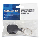 SICURIX® ID Slide-Style Belt Clip Card Reels, 30" Extension, Round, Black (SRXBAU68874) Each
