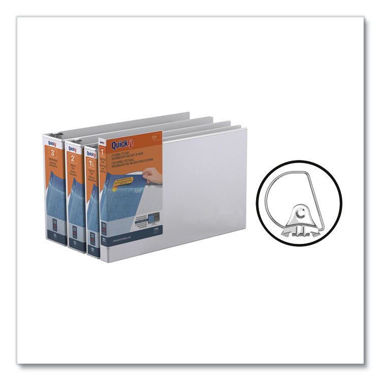 Stride QuickFit Ledger D-Ring View Binder, 3 Rings, 1.5" Capacity, 11 x 17, White (STW94020)