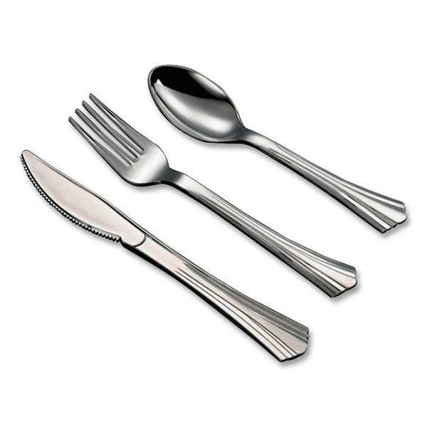 Tablemate® Sterling Assorted Plastic Cutlery, Mediumweight, Silver, 20 Forks, 15 Knives, 15 Spoons/Pack (TBL8305ASV)