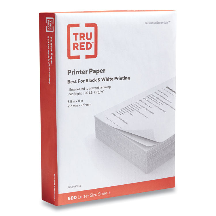 TRU RED™ Printer Paper, 92 Bright, 20 lb Bond Weight, 8.5 x 11, 500 Sheets/Ream (TUD135855)