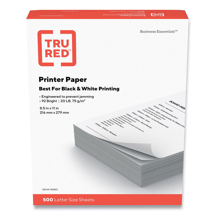 TRU RED™ Printer Paper, 92 Bright, 20 lb Bond Weight, 8.5 x 11, 500 Sheets/Ream (TUD135855)