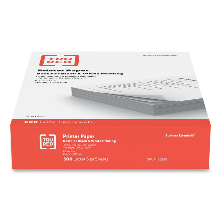 TRU RED™ Printer Paper, 92 Bright, 20 lb Bond Weight, 8.5 x 11, 500 Sheets/Ream (TUD135855)