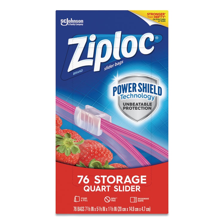 Ziploc® Slider Storage Bags, 1 qt, 5.88" x 7.88", Clear, 76 Bags/Box, 9 Boxes/Carton (SJN316490) Case of 9