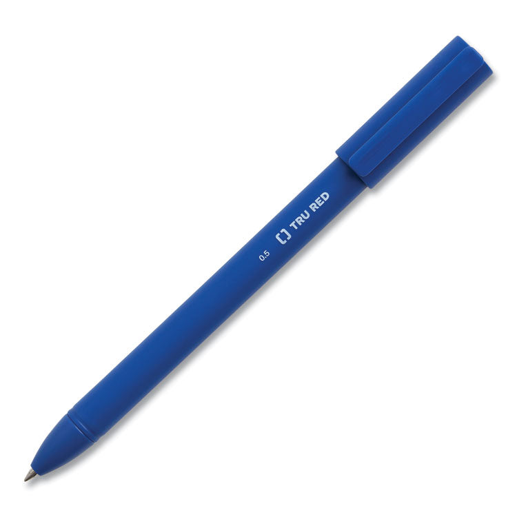TRU RED™ Quick Dry Gel Pen, Stick, Fine 0.5 mm, Blue Ink, Blue Barrel, 5/Pack (TUD24377034) Pack of 5